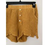 Donni Waffle Knit Shorts $114 GUC Lounge Comfort Mini Mustard Honey Yellow Small Photo 5