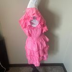 Love Shack Fancy  Corelli Ruffled Mini Dress Tiered Large Hot Pink Cherry NWT Photo 4