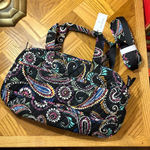 Vera Bradley NWT  Compact Traveler Bag black floral paisley Photo 0
