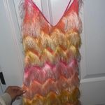 ASOS pink and orange ruffle fringe dress Photo 0