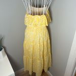 Elan Eyelet Yellow Embroidered Midi Ruffle Dress Size M Cotton Smocked Photo 2