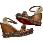 Christian Louboutin  Cordorella Spike Embellished Leather Sandal Wedges Size 38 Photo 1