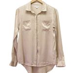 Garnet Hill 100% Silk Blouse Button Front Long Sleeve in Champagne Taupe Size 4 Photo 2