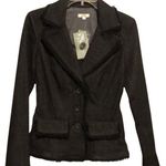 Cache Black Denim Top Jacket Eyelash Trim Stretch Front Button New $168 NWT Photo 0