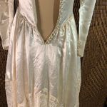 Antique Vintage Cream Satin and Lace Wedding Dress with Buttons Size XS White Photo 8