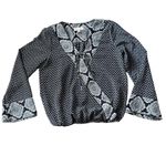 Knox Rose Shirt Womens Medium Boho Wrap Blouse Wide Bell Sleeves Blue Photo 1