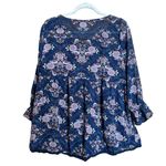 Knox Rose Top Womens XL Multicolor Floral Boho Print Sheer Smocked Flowy Blouse Photo 5