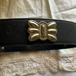 Elegant Black Belt with Silver Butterfly and floral designs and Buckle Photo 2