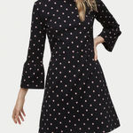 Loft NWT  Women’s Bloom Knit Bell Sleeve Mini Dress Black Pink Size 12 Photo 0