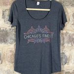 Anvil Tee Woman's Medium Gray Chicago's Finest Police CPD V-Neck Scoop Neck Photo 0