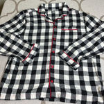 Hanna Andersson Flannel Buffalo Plaid long sleeve button down Pajama Top Black Size M Photo 1