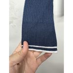 American Eagle  Women’s Medium Navy Ribbed Knit Collared V Neck Long Sleeve Photo 2