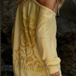 Aerie Summer Daze Sweatshirt in Yellow Off The Shoulder Size Large Photo 9