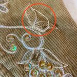 Misha Y2K Vintage Tan Corduroy Floral Embroidered Sequin Blazer Jacket Size XL Photo 8