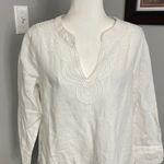 Vineyard Vines Boho Beaded V-Neck Tunic Top Sz Medium Tan Coastal Preppy Chic Photo 1