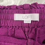 Loft  purple linen-blend drawstring waist cropped pants  Photo 3