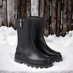 Jimmy Choo Bay Flat Chunky Leather Boots Black, Size EU 36.5 NEW Retail $1050 Photo 0