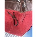 NWT Wilson Suede Leather Red Brown Bucket Handbag with 5 Pockets for Storage Photo 2