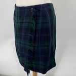 Vintage 90s Worsted Wool Skirt Tartan Plaid Wrap Navy Green Petite Womens M P Size undefined Photo 2