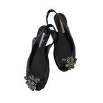 Vera Wang  Lavender Black Leather Floral Slingback Sandals Size 6.5 Photo 9