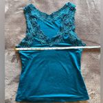 Frederick's of Hollywood FREDERICK’S OF HOLLYWOOD Blue Silky Lace Trim Cami Tank Top Vintage Sz L EUC Photo 4