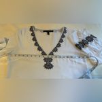 White House | Black Market  V-Neck Blouse with Black Embroidery Photo 5