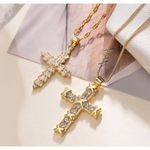 Boutique NEW Unisex 18k Gold Filled Plated Simulated Diamond Cross Necklace, 16-18” Photo 13