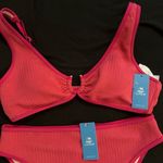 Cupshe NWT Pink Wave U-Ring Bikini Top & High-Rise Bottoms Set Photo 1