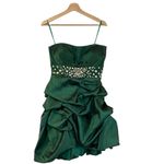 Jovani  Deep Green Rhinestone Strapless Mini Cocktail Dress Photo 5