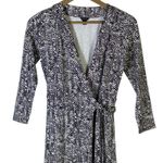 Ann Taylor Wrap Dress Black White Dot Print 3/4 Sleeve Tie Waist Size 0 Photo 1