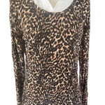 Faded Glory  Animal Print Full Collar Lightweight Long Sleeve Blouse Size Large-E Photo 0