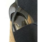 Moda PELLE 5" Black Leather Cork Wedges Zipper Heels Stretch Ankle Straps 10 M Photo 5