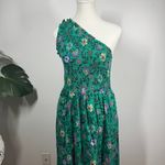 Knox Rose  Dress Women S Green Floral One Shoulder Maxi Smocked Spring Cottage Photo 2