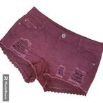 Tilly's Vanilla Star Maroon Distressed Lace Denim Jeans Jean Shorts - size 3 Photo 0