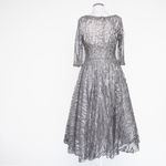 Mac Duggal  -  Silver High Neck Above Elbow Sleeve Embellished A Line Dress Photo 8