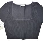 Babaton Adelaide Sculpt Knit Black Short Sleeve Square Neck Crop Top Size L Photo 2