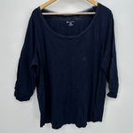 Lane Bryant  Shirt Women 22/24 Navy Blue NWT 1/2 Sleeve Cinch Cotton Casual Photo 0