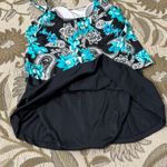 Le Cove Floral Swimdress One Piece Swimsuit Swim Dress 14 Black Photo 3