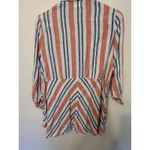 Artisan NY  Women Linen Tunic Popover Shirt S Stripe Sunwashed Colors Roll Tab Photo 1