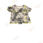 Basic Editions Tropical Leaf Print T Shirt, Women's Large Tee, Rhinestone Accent Gray Photo 3