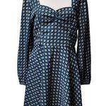 NWT Band of the Free Genevieve Teal Diamond Long Sleeve Mini Dress Mod 60's Vibe Size L Photo 0