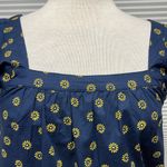 J. Crew Navy Blue and Yellow Printed Cotton Poplin Square Photo 4