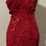 ZARA Sequin Red Mini Dress Photo 0
