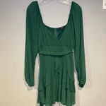 Trixxi  Womens Green Belted Dress Long Sleeve Ruffled Skirt Juniors Size 9 Photo 1