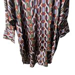 NEW BY DESIGN Marissa Collared Poly Silk Tunic In Art Deco Size Large Red Photo 2