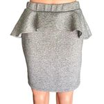 LEMONDROP Gray Linen Fleece Ruffled Pencil Mini Skirt ~ Women's Size LARGE Photo 0
