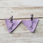 Vintage Clip On Earrings 1 & 1/8" Light Purple Hammered Pattern Triangle Photo 9