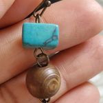 Lightweight Aztec Bohemian Stone Wood Metal Dangle Earrings Photo 4