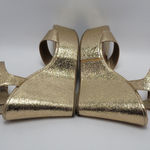 Bamboo  Platform High Wedge Heels Ankle Strap Round Toe Metallic Gold Sandal Sz 8 Photo 6