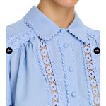 AQUA  Women's Crochet Trim Long Sleeve Button‎ Down Shirt - Blue Photo 3
